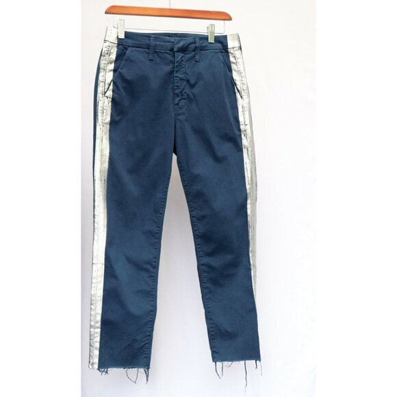 Mother Women's Size 25 Killing Time Blue The Shaker Prep Fray Pants Stripe Jeans - Picture 8 of 9